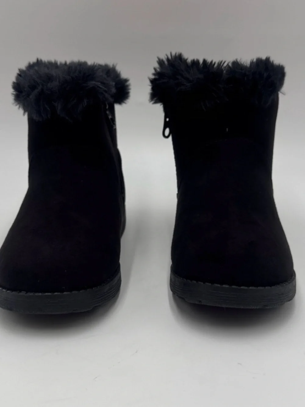 NWOT Kids Black Faux-Fur Ankle Winter Boots Size US10